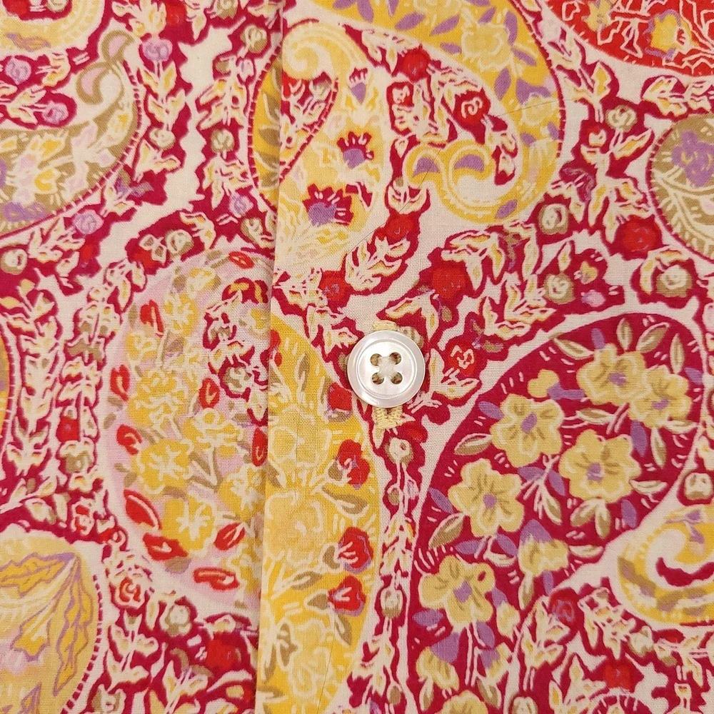 Banana Republic Shirt Mens Medium Red Paisley Floral Long Sleeve Button Front